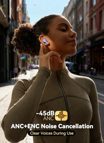 Image of Bucephalus Wireless Earbuds, Ear Buds Active Noise Cancelling with Smart Charging Case, Bluetooth 5.4 Headphones, 48H Playtime & Bass Stereo Sound, Compatible with iPhone, Android, Pad - Aurora Purple