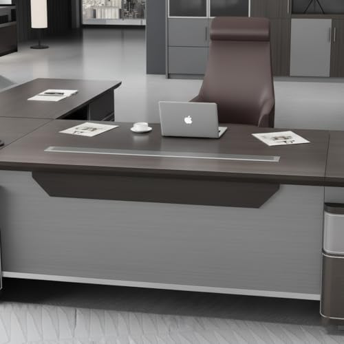 Image of Luxury Modern Executive Director Table with Integrated Storage, Premium Wood Finish, Sleek Panel Design & Spacious Work Surface for Corporate Offices (LDL-764 MDFL L6W3)