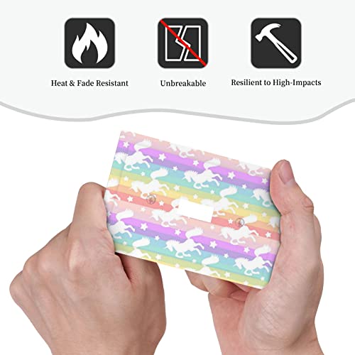 Cute Multicolor Kids Rainbow Unicorn Single Toggle Light Switch Wall Plate Cover Mid Size 1-Gang Electrical Outlet Cover Decorative Faceplate Colorful Star Girl Cartoon Princess Playroom Bedroom Decor #TOP4
