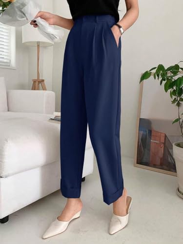 Image of KOTTY Women's Cotton Blend Cross Pocket Solid Trousers