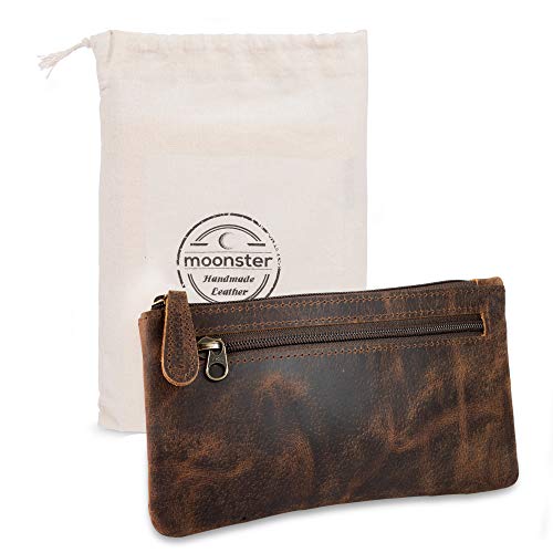 Moonster BROWN PENCIL CASE 20X10CM Leather Pencil Case - Beautifully Handcrafted Zippered Pouch That’S Made To Last thumb #7
