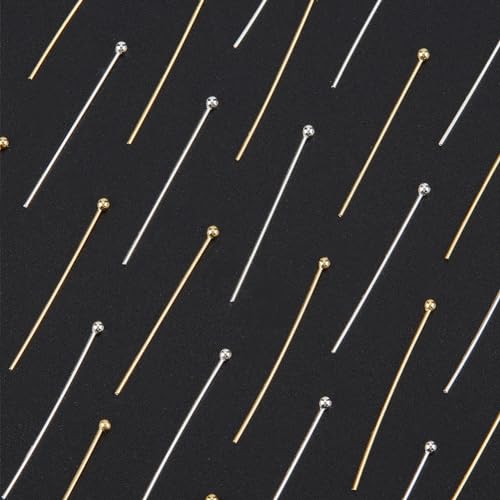 Beebeecraft 1 Box 40Pcs 2 Colors 25mm/1 Inch Ball Head Pins 18K Gold Plated Sterling Silver Bendable Headpin for Jewellery Making 24 Gauge/0.5mm - Image 4