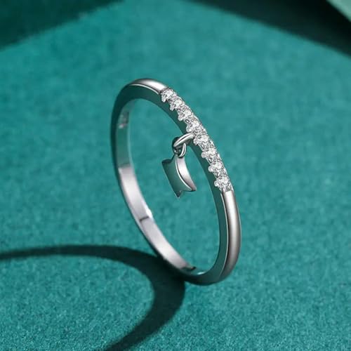 [ȓX] 925 Sterling Silver Ring for Men Women Luxury Zircon Wedding Ring Cubic Zirconia Wedding Band Jewelry Adjustable Minimali