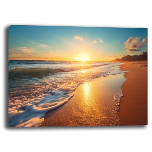 Printerland Quadro Moderno Tramonto MARE Sabbia Quadri moderni soggiorno da Parete XXL grande Stampa su tela Canvas Decorazione Murale muro Arredo Camera da letto Cucina Hotel B&B (4, 30x40 cm)