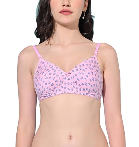 Image of FIMS - Fashion is my style Women Cotton Blend Padded Non-Wired Everyday Bra Pack of 1 Cup- B Multicolor
