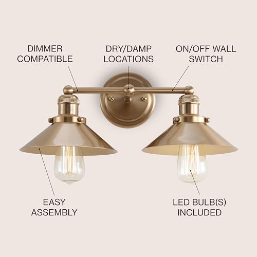 JONATHAN-Y-JYL7430A-August-175-2-Light-Metal-Shade-Farmhouse-Sconce-Contemporary-Transitional-2200K-Edison-25W-Bulbs-Included-for-Bedroom-Living-Room-Bathroom-Vanity-Lighting-Brass-Gold JONATHAN Y JYL7430A August 175 2 Light Metal Shade Farmhouse Sconce Contemporary Transitional 2200K Edison 25W Bulbs Included for Bedroom Living Room Bathroom Vanity Lighting Brass Gold