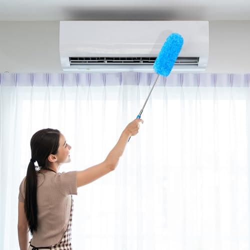 Image of Tanlade 12 Pcs Microfiber Feather Duster for Cleaning 13-31 Inch Extendable Cobweb Dusters Ceiling Fan Duster Washable Bendable Tool for Office Car Window Furniture (Stylish Color)
