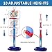 Intoypad 5-in-1 Kids Basketball Hoop T Ball Set Ring Toss Game, 2.5-4.6ft Adjustable 10 Heights Pool Basketball Hoop Set Tee Ball Stand & Ball Launcher Indoor/Outdoor Sport Toys for Kids 3-5 5-8 Blue