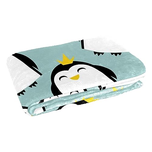 Couverture douce Happy Penguin Princes 150x100 cm pour lit et canapé