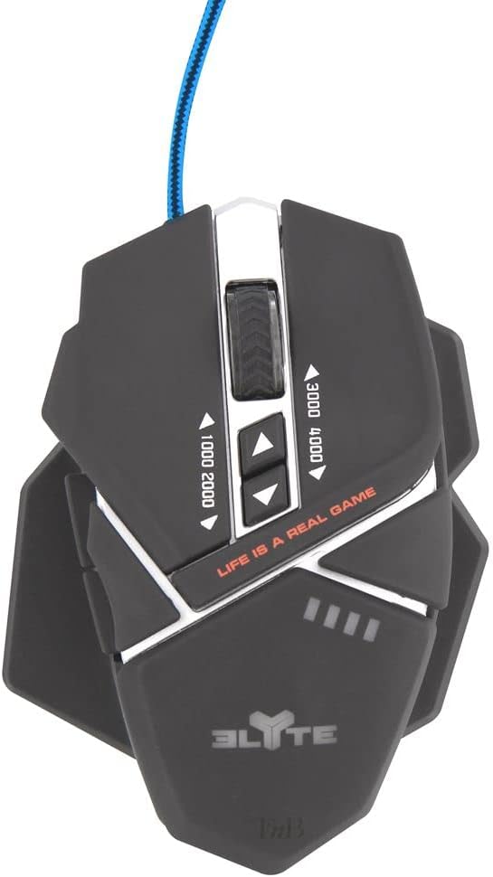 Elyte - Ghost - Wired Gaming Mouse - 1000/4000 DPI - Customization Software - Compatible with PC, Mac - Black