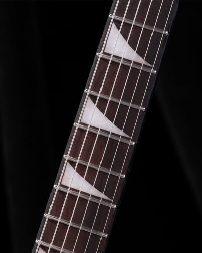 Leo Jaymz Electric Guitar,Swifter Series,Heavy Metal Guitar,24 Frets Rosewood Fingerboard,Mahogany Body,Maple Neck, Humbucker Pickups Powerful and Pure (White & Black V2) - Thumbnail 6