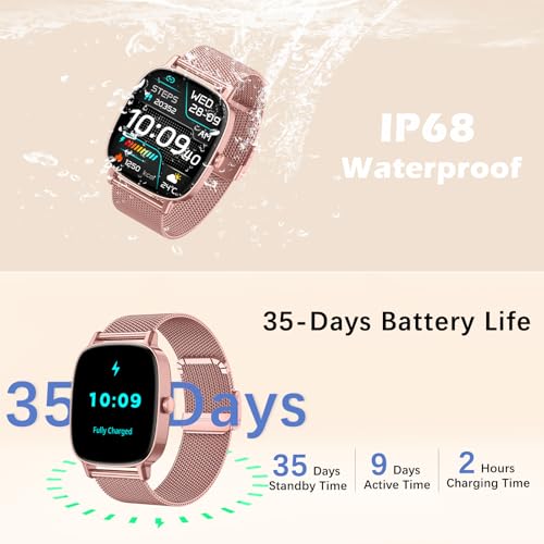 Smart Watch for Women, Answer/Make Call,1.85'' Ultra-Clear Screen Fitness Tracker with Heart Rate/Sleep/SpO2 Monitor,Smartwatch for iPhone/Samsung/Android,120+ Sport Modes,IP68 Waterproof with 2 Bands by coioc - Used condition - Image 7