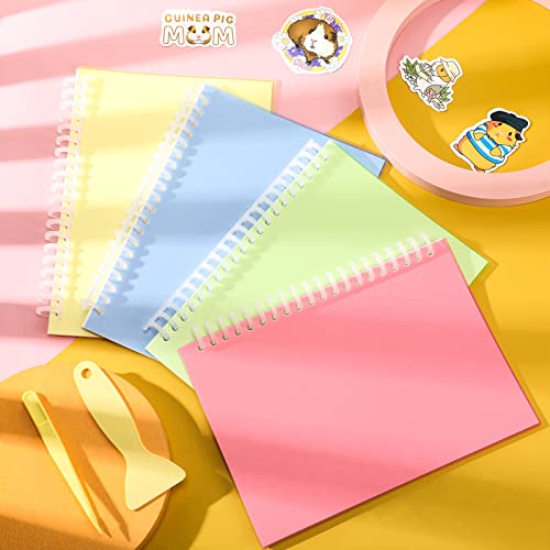 Sabary 4 Pieces Sticker Collecting Book Album Reusable Sticker Book with a Plastic Spatula and Tweezer A5 Size 8.3" x 5.8" Notepads Collection Labels Accessories(Pink, Blue, Yellow, Green) by Sabary - Image 2
