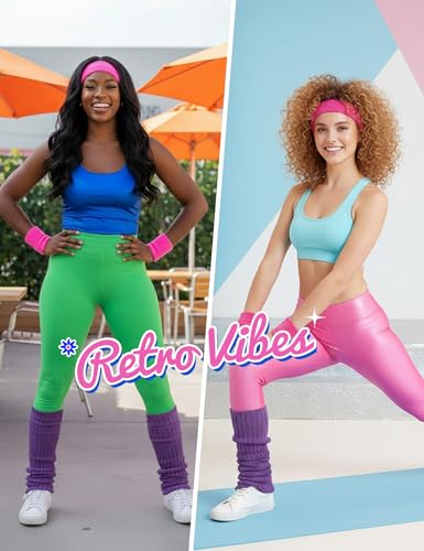 Image of Women Juniors Knitted Leg Warmers 16 inch Neon Colors Dance Halloween Accessory | 80s Party,Yoga Sports Fitness,Warm and Cozy,One Size Fits Most
