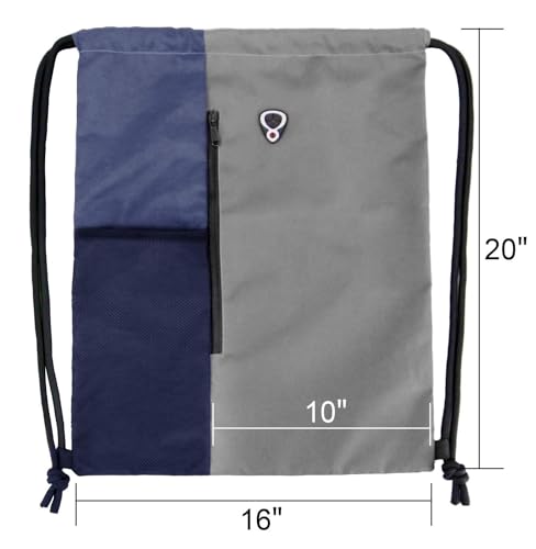 Image of ALASKA Drawstring Backpack Sports Gym Bag Large Size (18 Inch x 14 Inch) for Women & Men, Large Size With Two Zipper Pockets and Water Bottle Mesh Pocket.