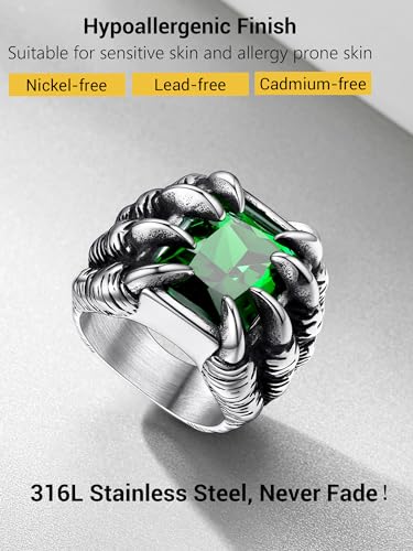 PROSTEEL Biker Rings for Men Gothic Jewelry Dragon Claw Motorcycle Rings Size 10