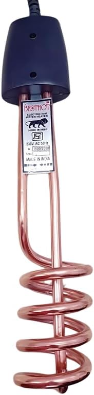 1500W Electric Water Heating Rod | Efficient Immersion Heater for Quick Hot Water | Corrosion-Resistant Copper | Safe, Portable & Easy to Use in Winter Season (Black)