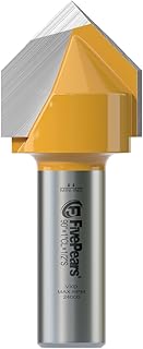 FivePears V Groove Router Bit 90 Degree 1/2 inch Shank, 1 inch Cutting Diameters, Carbide CNC Engraving V Router Bit for Signmaking, Lettering, Woodworking Door Carving