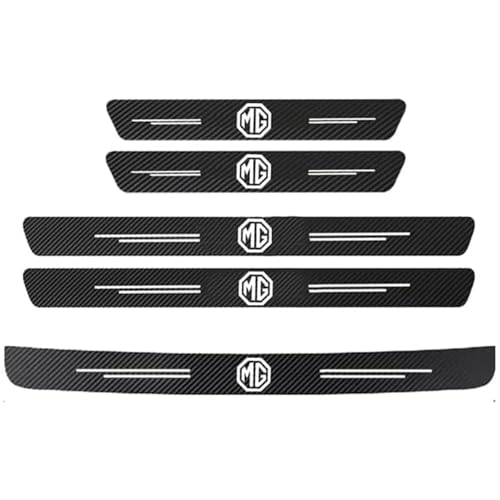 WENINETIES 5 Piezas Protector de Umbral de Puerta de Coche para MG 7 II 2022-, Fibra de Carbon Decoración Estribos Bienvenidos Guardias Placa Pedal