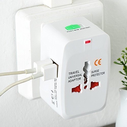 Image of Universal Travel Adapter with Dual USB Ports, International All-in-One Plug Converter Compatible with US, UK, EU & AU Sockets, Portable Travel Charger
