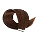 20 Inch Tape In Hair Extensions 100% Remy Straight Tape Human Hair Extensions 20pcs 50g/pack (#4) Medium Brown