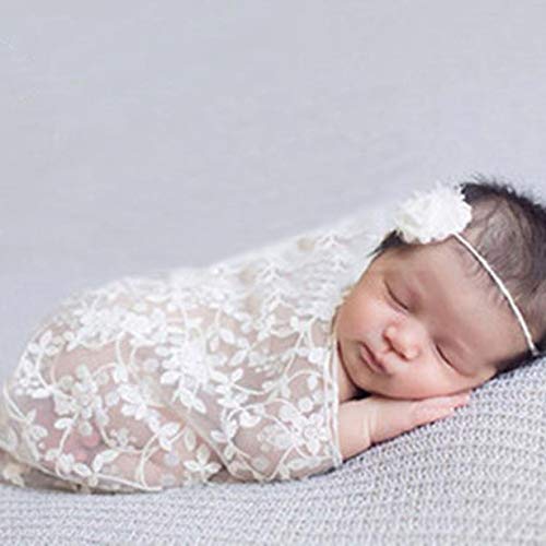 Nouveau-né bébé fille/garçon dentelle glands emmailloter bébé photographie prop (Blanche) Cover