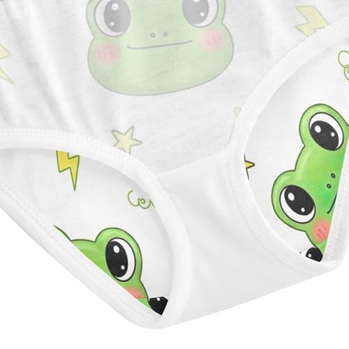 Kids Underwear Girls, Cute Green Cartoon Frog Toddler Briefs, Girls' Cotton Brief Underwear, 2T–8 Years4