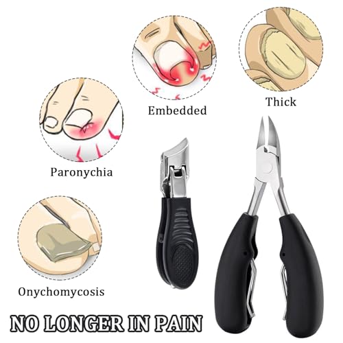 SYEYCW 2 Piezas Cortauñas Profesionales, Afiladas para Uñas Gruesas, Cortauñas de Precisión para Pies, Negros - imagen 5