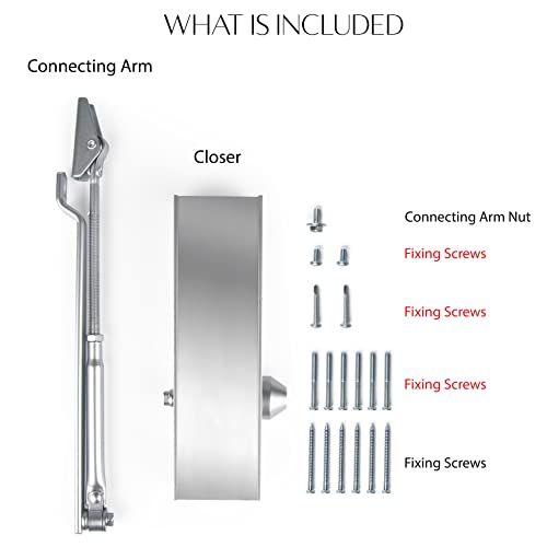 Door Closer Residential - Automatic Door Closer Hydraulic Adjustable Residential Light Commercial Grade 3 - Auto Soft Quiet Door Arm Closer - No Slam Adjust The Speed - Holds Doors 40-65 Kg #TOP3