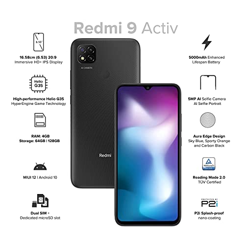 Image of Redmi (Refurbished) 9 Activ (Carbon Black,6GB RAM, 128GB Storage)