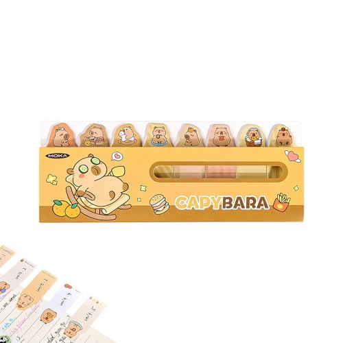 Divertidas notas adhesivas - Etiquetas de índice y pegatinas - Blocs de notas de Capybara autoadhesivos - para estudiantes, adultos, hombres, mujeres, niñas y niños, para cuaderno, escuela y hogar