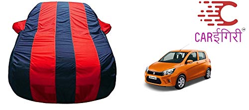 Carigiri Car Body Cover for Maruti Suzuki Celerio (with Mirror Pocket, Triple Stiched, Fully Elastic, Red/Navy Blue)