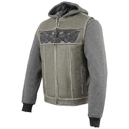 Image of Milwaukee Leather Men's Leather Motorcycle Vest w /Hoodie