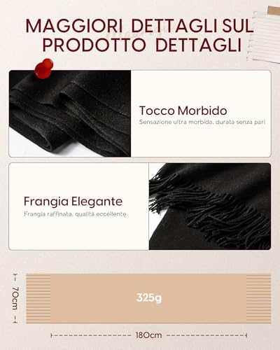 MaaMgic Sciarpa con Frange in Tinta Unita da Donna Morbida e Soffice di Misto Cotone per Autunno Invernale 200 * 70cm