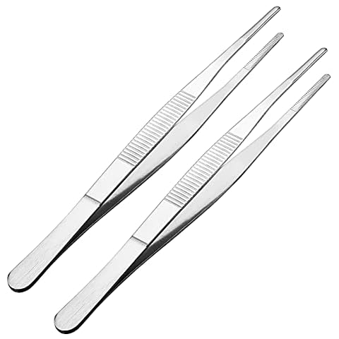 Xducom 2 Pcs 12 Inch Cooking Tweezers Tongs, Precision Kitchen Tweezers Tongs, Stainless Steel Long Tweezers for Cooking and Medical Cover