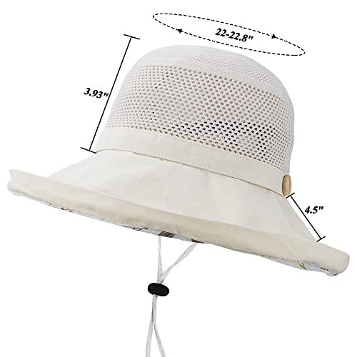 Women's-Mesh-Sun-Hats Wide-Brim Summer Beach Bucket Caps for Girls Outdoor-UV-Protection Foldable-Fishing-Hat Chin Strap