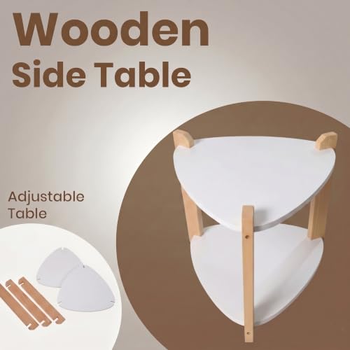 Image of Modern Triangle Side Table, Home Decor for Living Room, Bed Side Tables for Bed Room, stools for Home, Furniture for Home, 2-Tier White Shelves