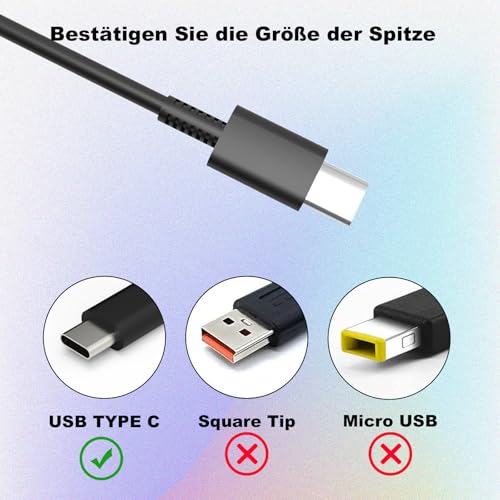 65W Chargeur Ordinateur USB C pour Lenovo HP Acer Dell ASUS Portable – vue 3