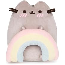 GUND Pusheen with Rainbow Plush Toy, Kawaii Cat Stuffed Animal for Ages 8 and Up, Gray/Rainbow, 9.5