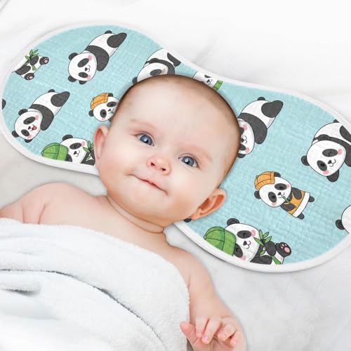 J JOYSAY Panda Blue Baby Burp Cloths for Boys Girls Large 22''x11'' Cotton 4 Layer Baby Essentials for Baby Drool one sizex44