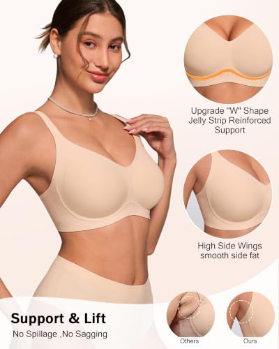 HORISUN Wireless Full Coverage Bras Push Up Comfortable Seamless Jelly Bra - image 3