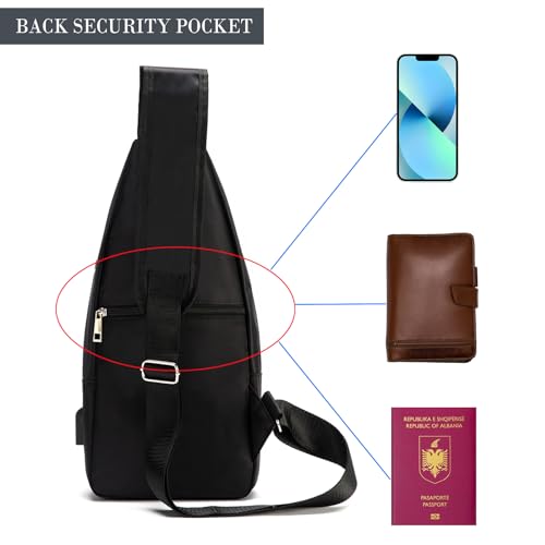 Seoky Rop Men Women Sling Backpack Nylon Water Resistant Shoulder Chest Crossbody Sling Bag with USB Charging Port4