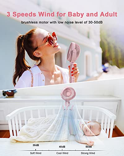 image for Coohea Stroller Fan Clip on Baby Fan USB Rechargeable Small Fan Batter