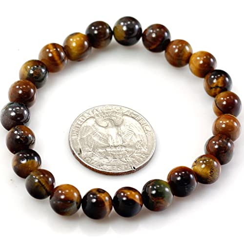 Bracelet oeil de tigre doré 8mm LKBEADS pour homme et femme