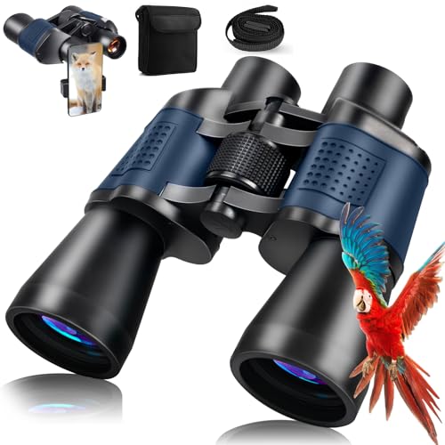 Prismáticos Profesionales 20 X 50, Binoculares para Adultos con prismas BAK-4 y Lentes FMC, Antiniebla e Impermeables con Adaptador para Smartphone de Aves, Caza, Senderismo