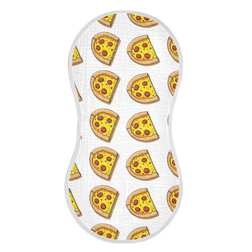 xigua Cartoon Pizza Slices Muslin Baby Burp Cloths Set of 1, Super Soft & Absorbent Burping Rags, Cotton Burp Clothes Shower Gift for Newborn, Baby Girls and Boys