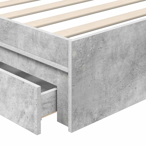 Vidaxl Letto Con Contenitore Con Testiera Grigio Cemento 75 X 190 Cm, Camera Da Letto, Moderna, Ampio Spazio Di Stoccaggio, Durevole, Finitura Resistente All'acqua, Decorazione Elegante Per Migliorar - 5