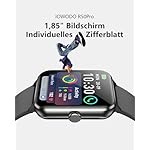 Smartwatch Herren Damen mit Telefonfunktion,1.85'' HD Smart Watch, 100+ Sportmodi Fitness Tracker mit 24/7 Herzfrequenz SpO2 Schlafmonitor Schrittzähler, IP68 Wasserdicht für IOS Android, 2 Armbänders – Bild 5
