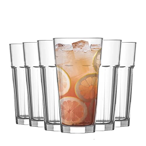 LAV 12x Clear 360ml Aras Highball Glasses - Tall Hi Ball Glass Water Gin Juice Cocktail Drinking Glassware Tumblers Set