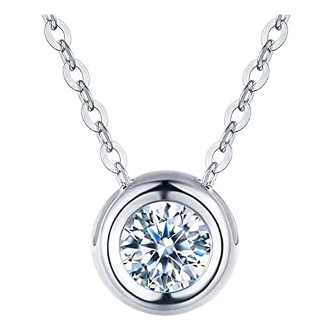 ADKOMN 14k Gold Plated Solitaire 2.0ct Round Cut Cubic Zirconia Pendant Necklace for women white Cover